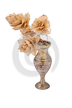 Vintage bronze vase with dried flower