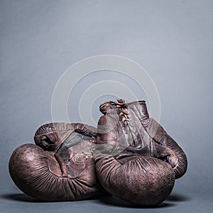 vintage brown boxing gloves