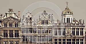 Vintage Brown Filter on Historical Buildings of Brussels in Grand Place