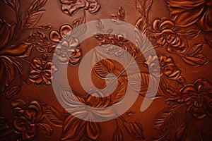 Vintage Brown Leather with Embossed Floral Pattern