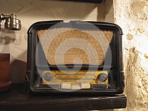 Vintage brown old radio receiver photo