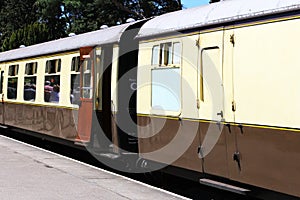 Vintage brown train carriages