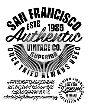 Vintage brush script lettering font photo