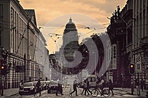 Vintage Brussels Scene with the Palace of Justice in the Background