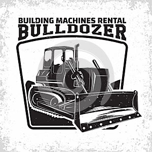 Vintage buldozer emblem design