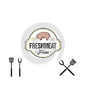 Vintage butchery logo. retro styled meat shop emblem, badge, design element, logotype template. vector illustration