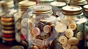 Vintage Button Collection in Glass Jar