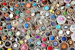 Vintage buttons at a flea market, France.