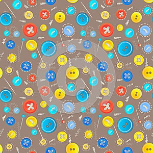 Vintage buttons sew seamless pattern