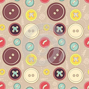 Vintage buttons sew seamless pattern photo