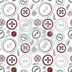Vintage buttons sew seamless pattern photo