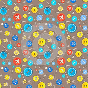 Vintage buttons sew seamless pattern photo