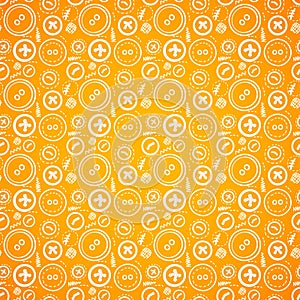 Vintage buttons sew seamless pattern in orange photo