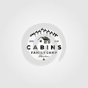 Vintage cabins logo vector illustration design