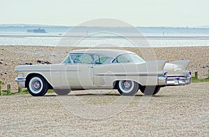 Vintage Cadillac Car at the beach.