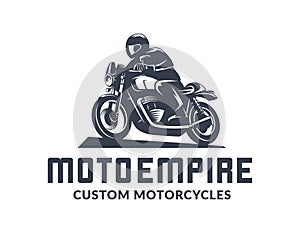 Vintage cafe racer motorcycle logo.