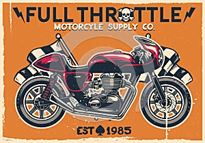 Vintage cafe racer motorcycle poster