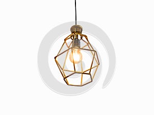 Vintage caged creative lamp light bulb in modern style for home or restaurant decor. Interior light design concept