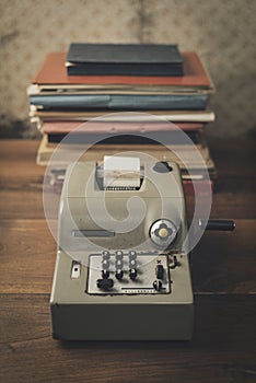 Vintage calculator on the accountant desk