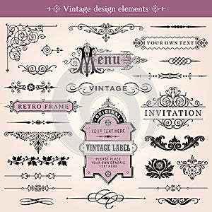 Vintage Calligraphic Design Elements And Page Decoration