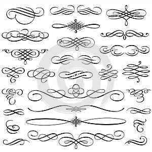 Vintage Calligraphic Design Elements Swirls Vignettes And Page D