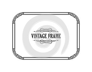 Vintage calligraphic frame. Black and white vector border of the invitation, diploma, certificate, postcard