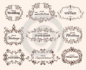 Vintage calligraphic frames