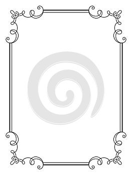 Vintage calligraphic rectangle frame with swirls