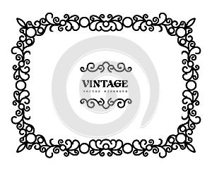 Vintage calligraphic rectangle frame on white
