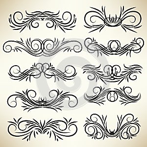 Ornate frame elements. Vintage and filigree decoration. Ornament frames and scroll swirls element. Filigree divider wedding