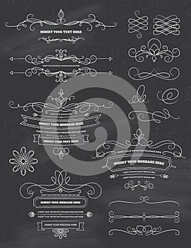 Vintage Calligraphy Chalkboard Design Elements photo