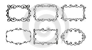 Vintage calligraphy decorative background, vector retro antique blank royal baroque border frame set . minimalistic illustration