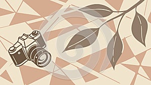 Vintage Camera on Abstract Foliage Background, Vector Design Generative AI