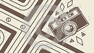 Vintage Camera with Abstract Retro Pattern Vector, vector design Generative AI