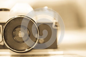 the vintage camera background texture