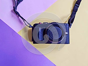 Vintage camera on a colourful background