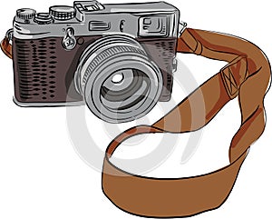 Vintage Camera Drawing Isolated