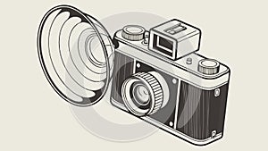 Vintage Camera with External Flash Attachment, vector design Generative AI