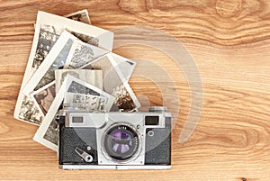 Vintage camera and old photos