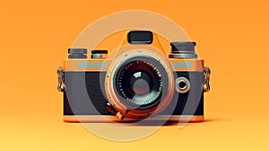 Vintage camera over orange background