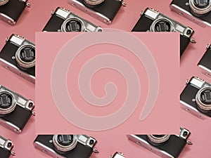 Vintage camera pattern with copy space