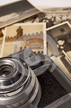 Vintage camera and photos