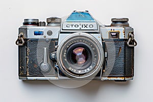 Vintage Camera in Retro Style on White Background. AI Generated