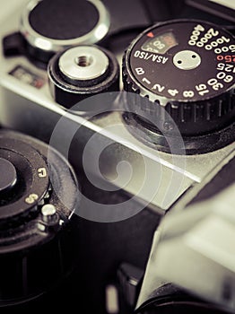 Vintage camera shutter speed knob