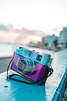 Vintage Camera in Vibrant Bold Gradient Colors photo