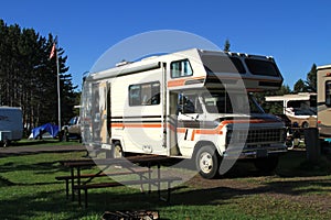 Vintage Camper In Campground