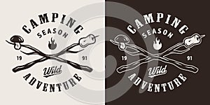 Vintage camping monochrome emblem