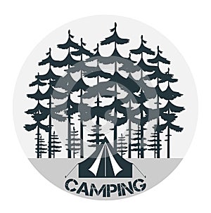 Vintage camping and outdoor adventure logo