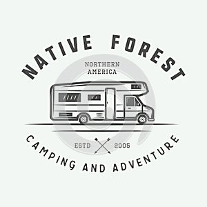 Vintage camping outdoor and adventure logo, badge, labels