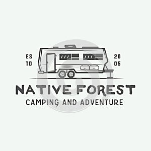 Vintage camping outdoor and adventure logo, badge, labels